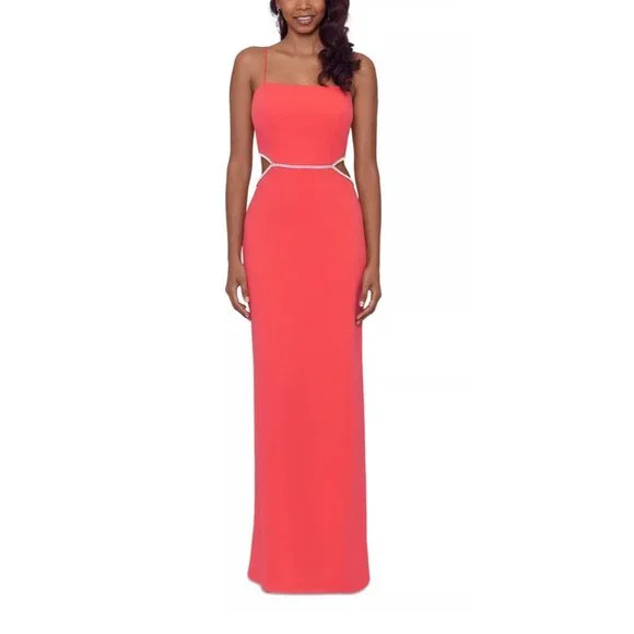 Xscape | Dresses | Xscape Sidecutout Scuba Crepe Fit Flare Dress Coral Size  2 | Poshmark